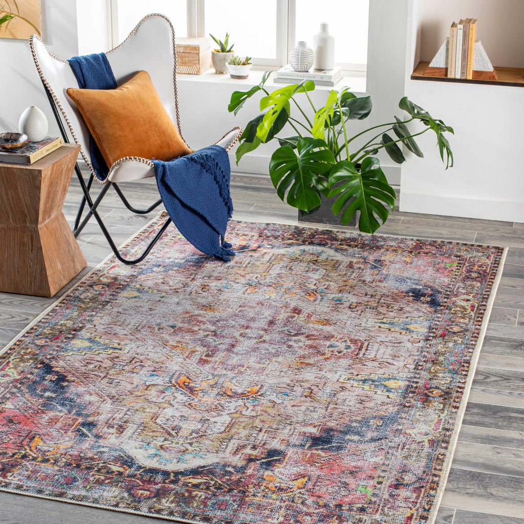 Hauteloom Monching MONCH Aqua Machine Made Polyester Rug