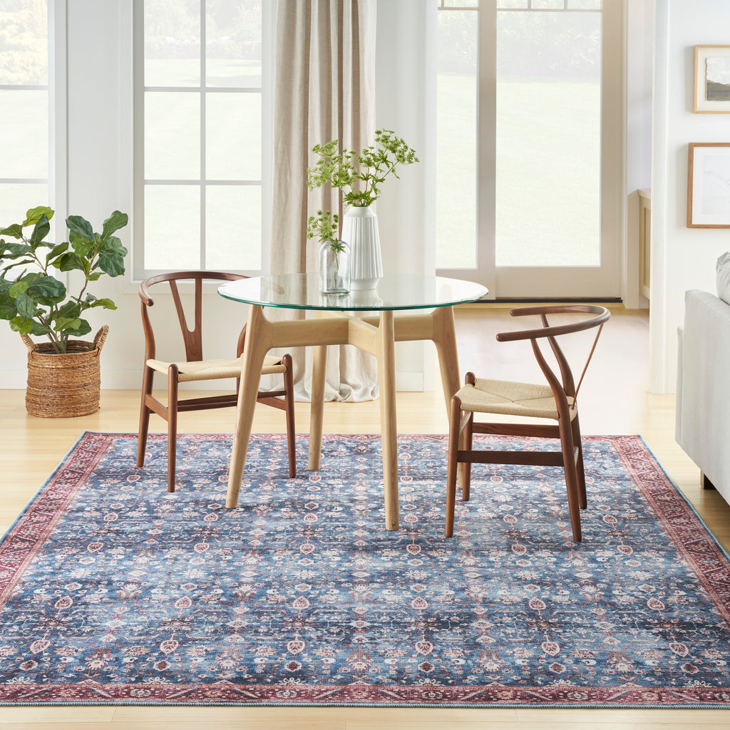 nourison grand washables grw06 blue brick rug