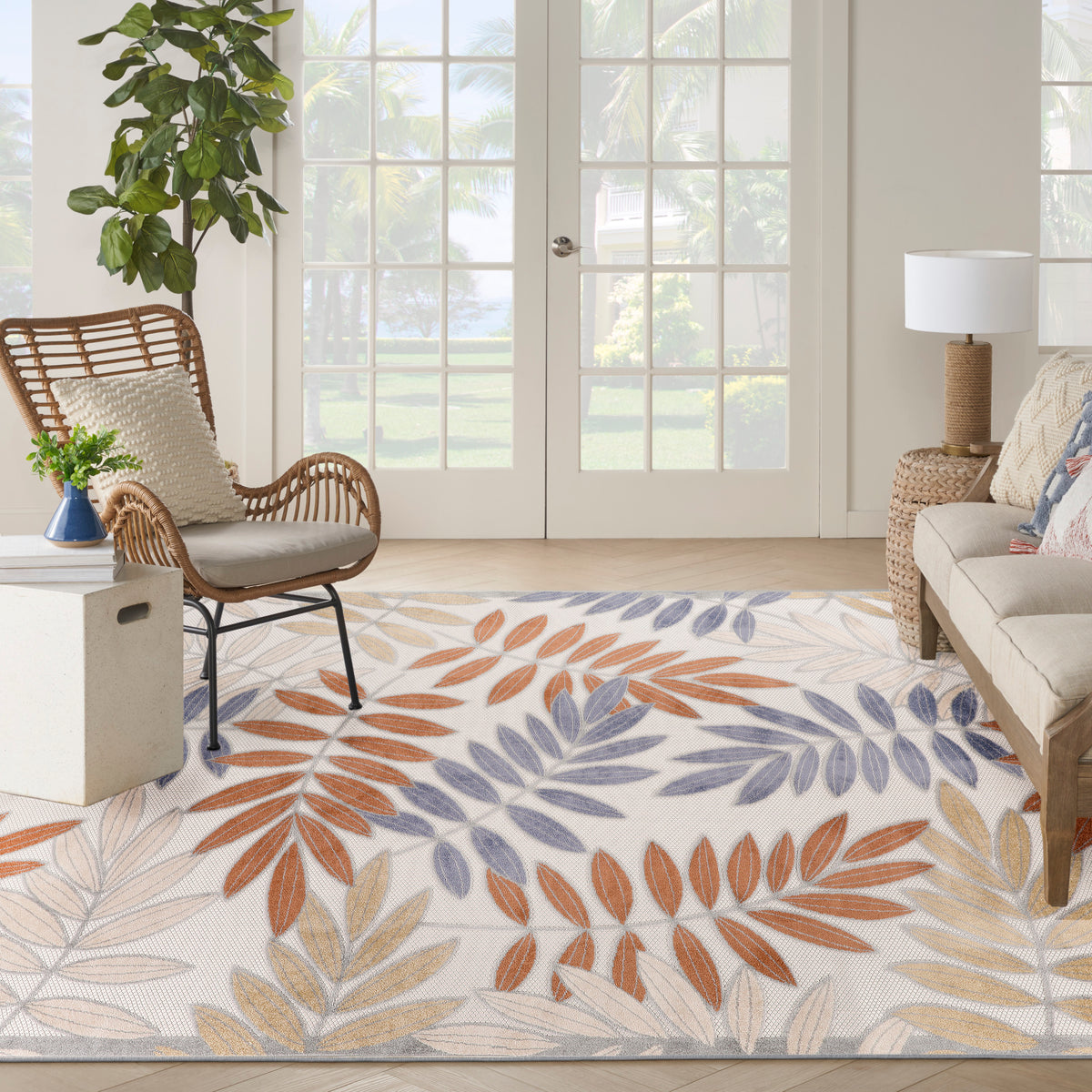 nourison aloha alh18 blue mocha rug