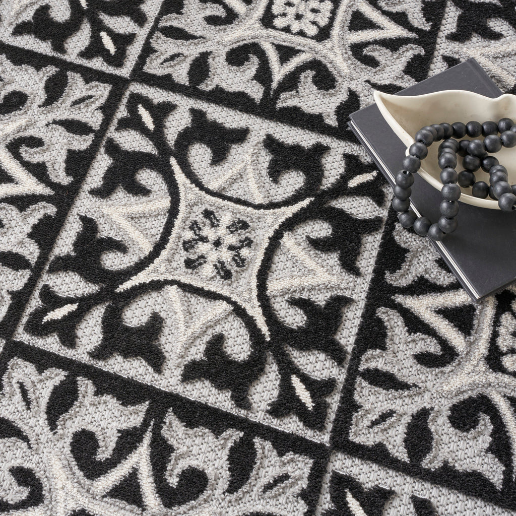 nourison aloha alh34 black white rug