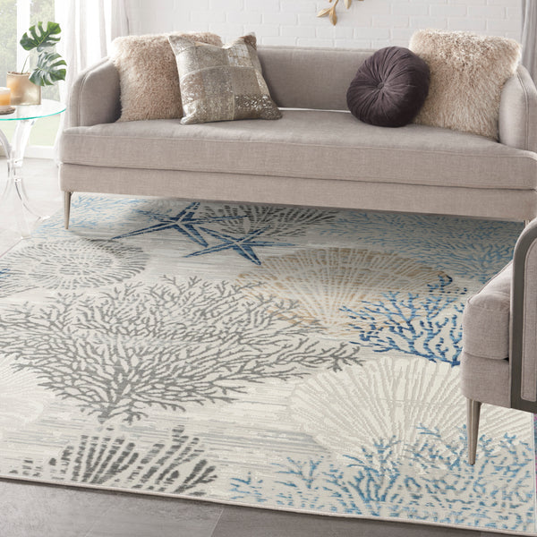 nourison seaside sds04 ivory grey blue rug