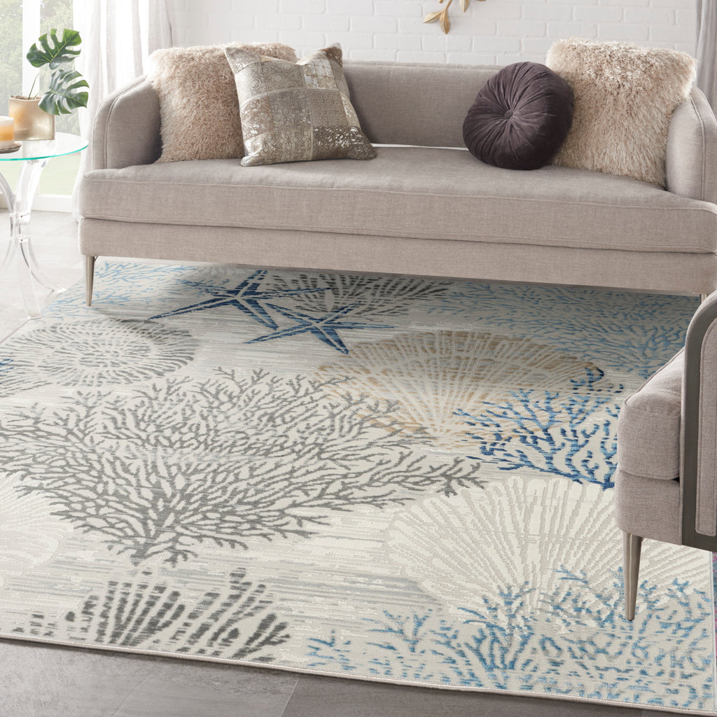 nourison seaside sds04 ivory grey blue rug