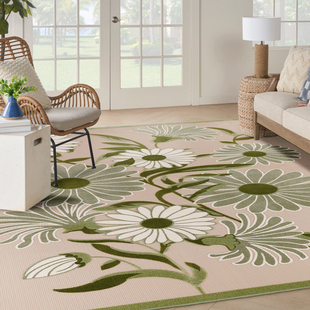 nourison aloha alh33 ivory green rug