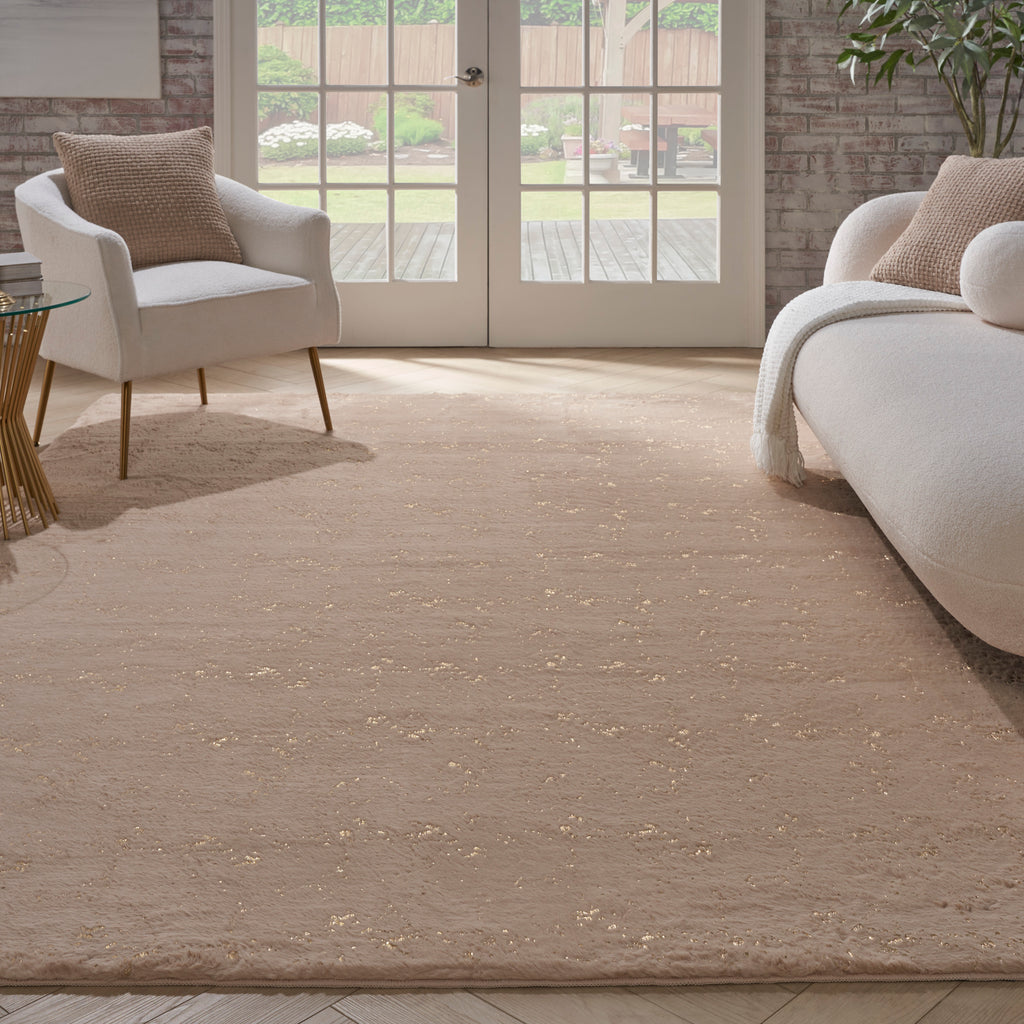 nourison cozy shimmer csh01 beige gold rug