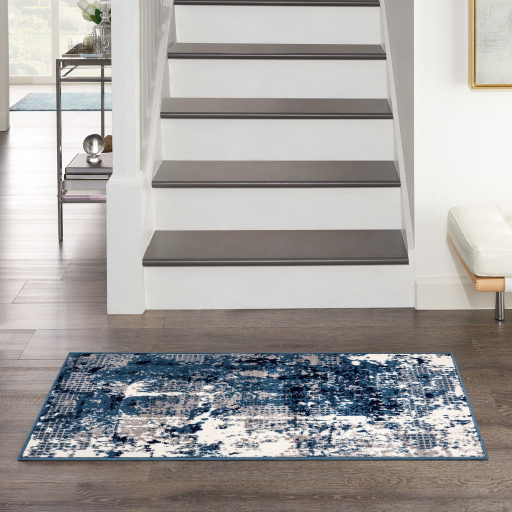 nourison grafix grf38 navy blue rug