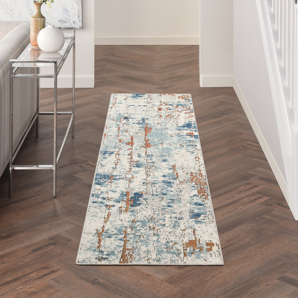 nourison quarry qua01 beige blue rust rug