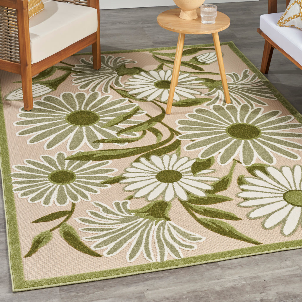 nourison aloha alh33 ivory green rug