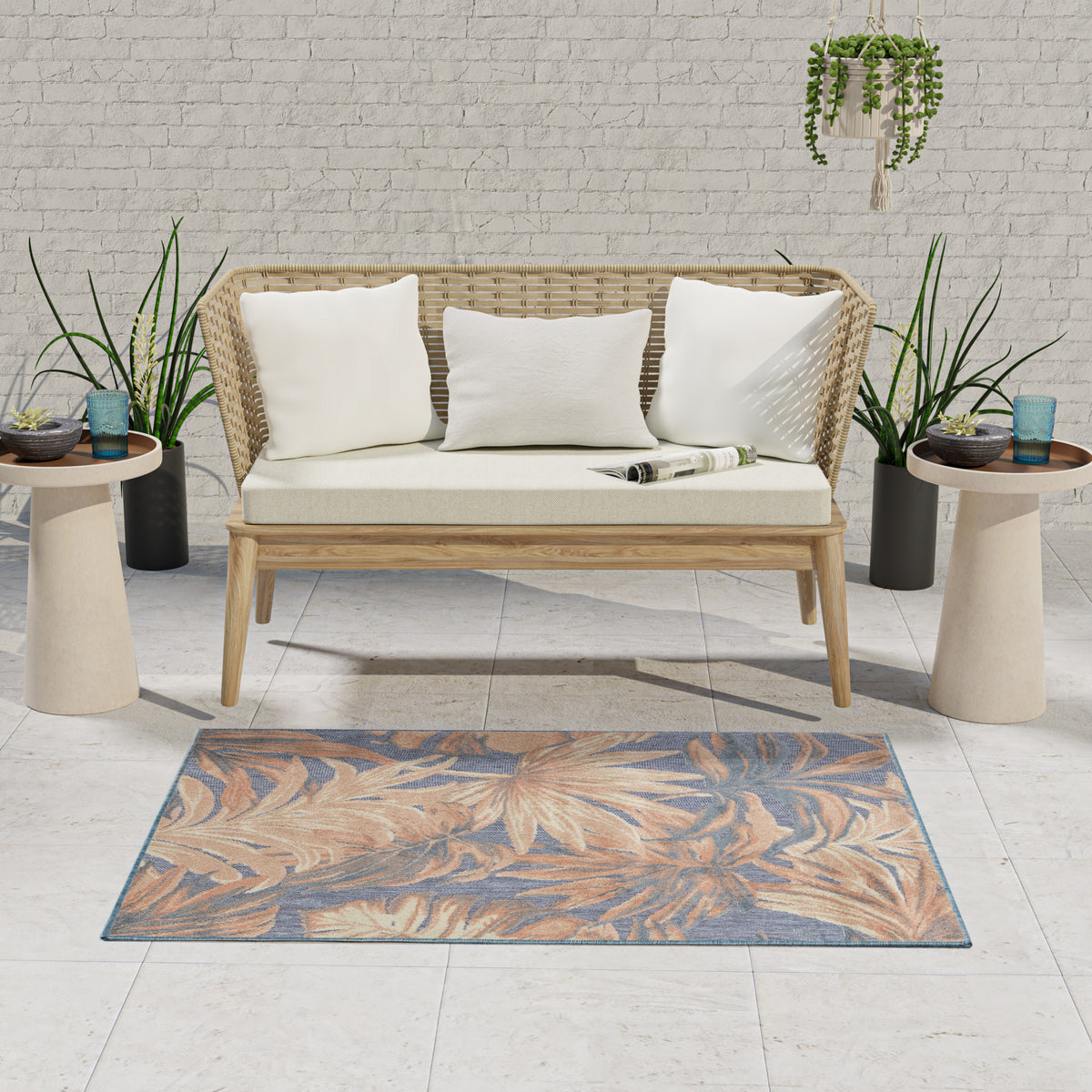 nourison aloha alh43 blue rose rug