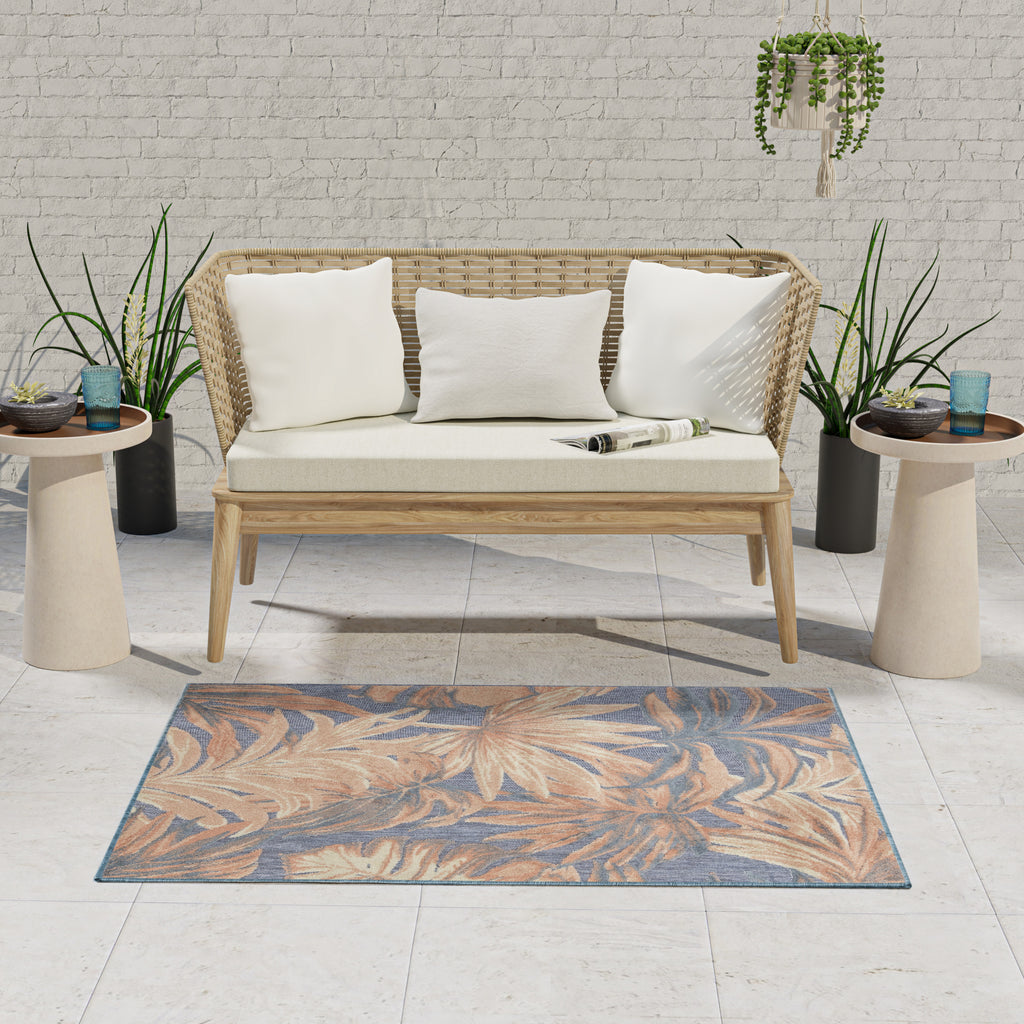 nourison aloha alh43 blue rose rug