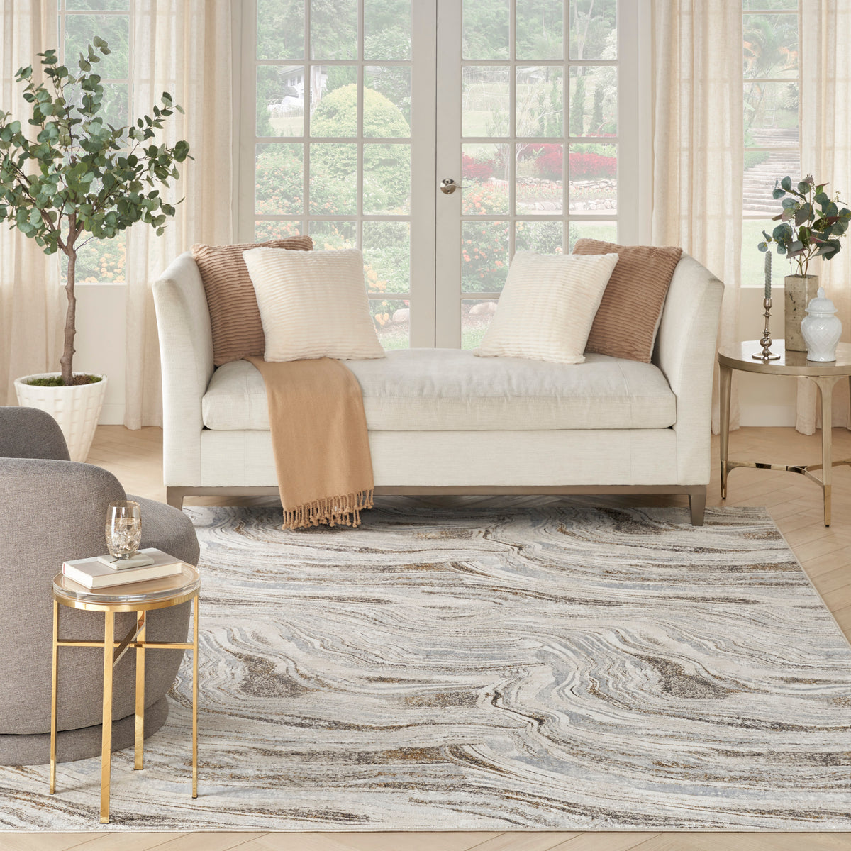nourison glitz glz22 grey gold rug