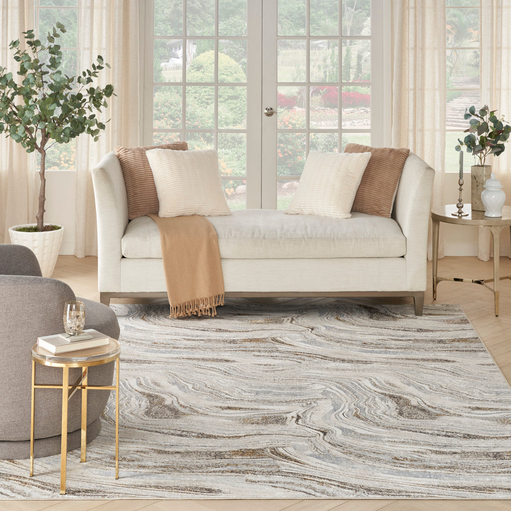nourison glitz glz22 grey gold rug