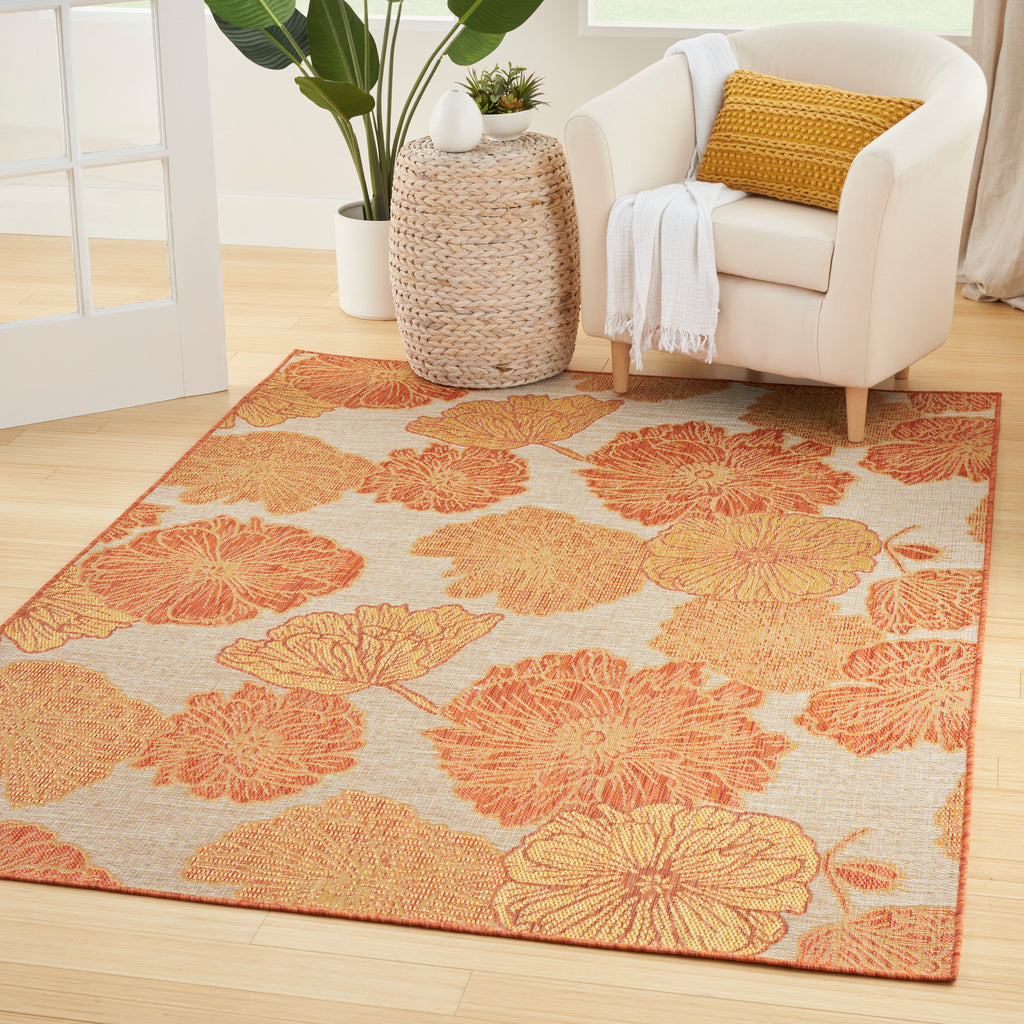 nourison garden oasis goa04 coral rug