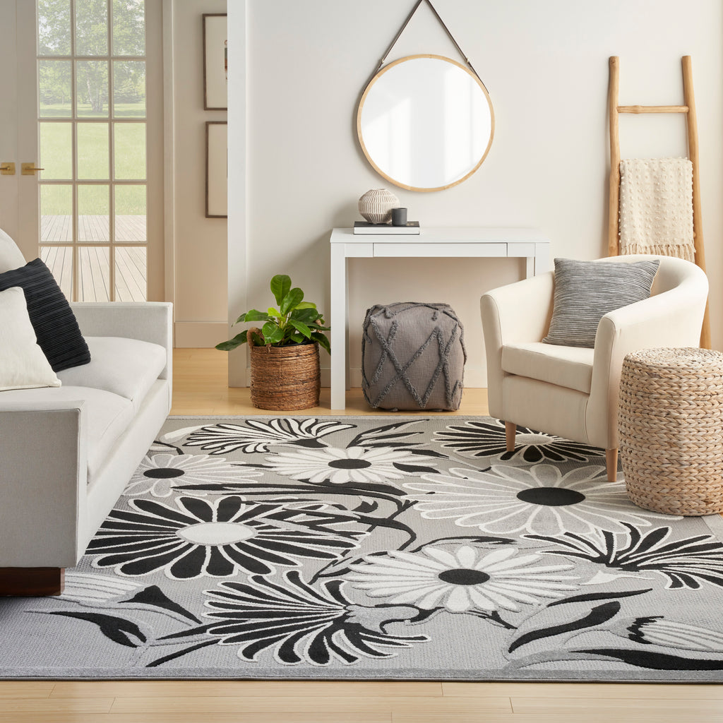 nourison aloha alh33 black white rug