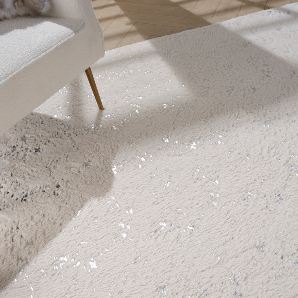 nourison cozy shimmer csh01 ivory silver rug