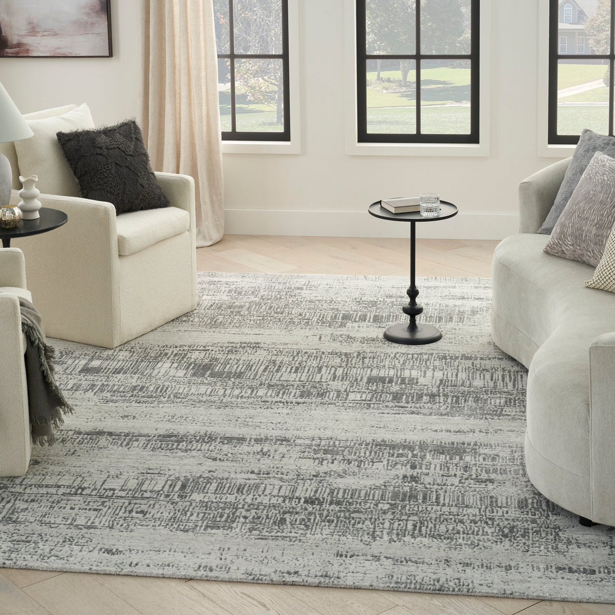 nourison harmony hay01 ivory charcoal rug