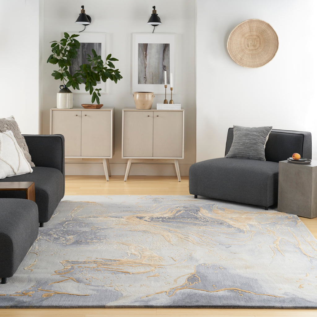 nourison prismatic prs28 grey gold rug