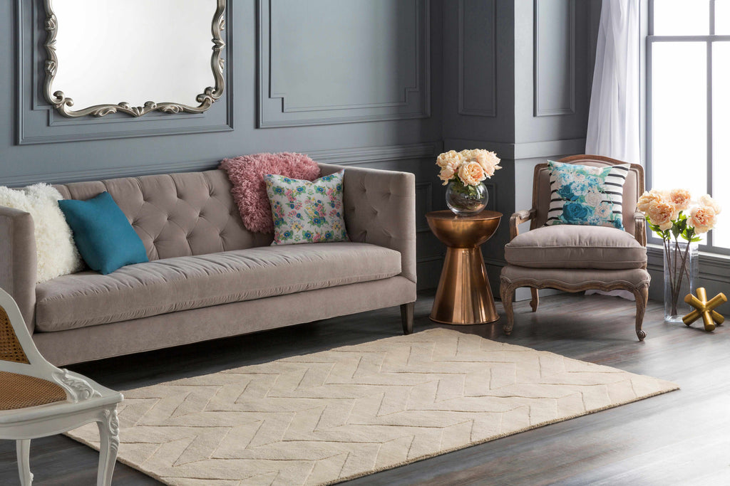 Hauteloom Normalville NORMA Beige Loom Knotted Wool Rug