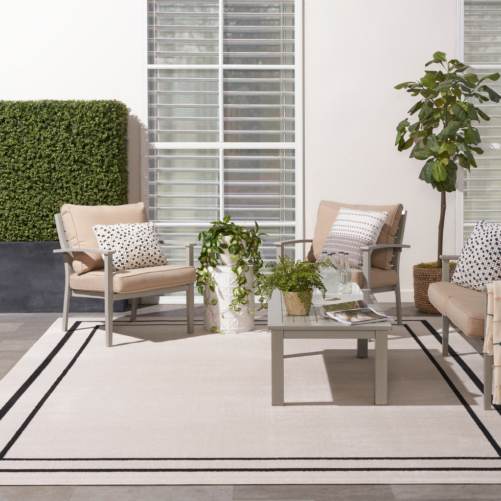 nourison nourison essentials nre02 ivory black rug