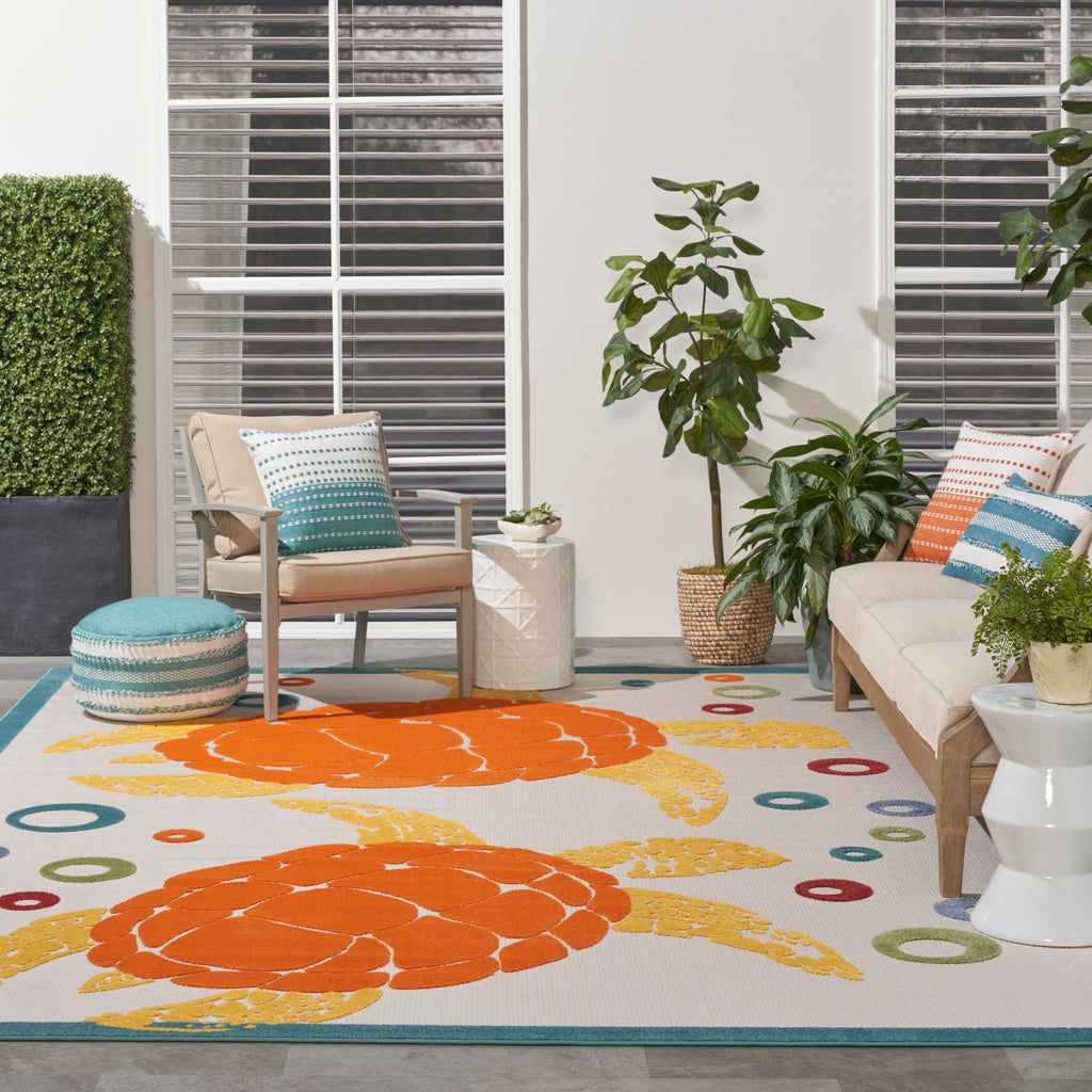 nourison aloha alh27 teal multi rug