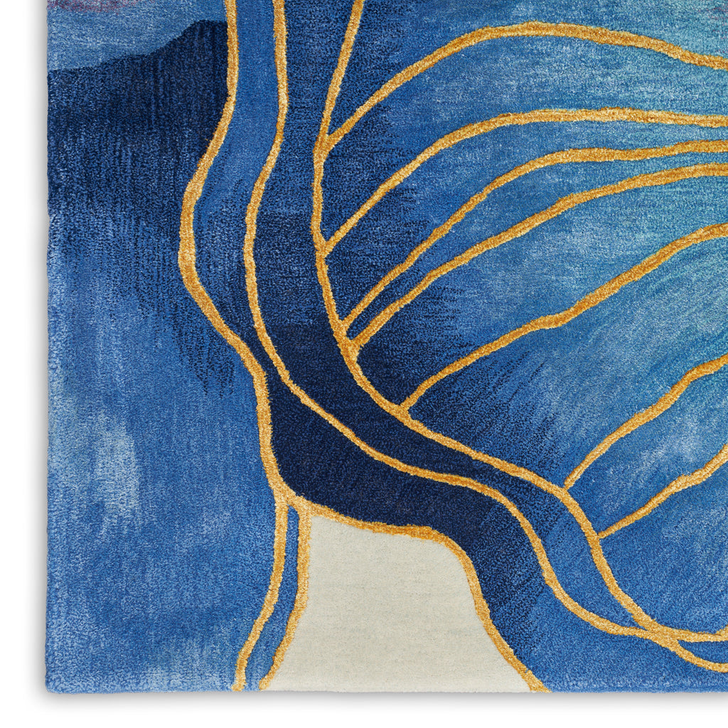 nourison prismatic prs32 blue gold rug