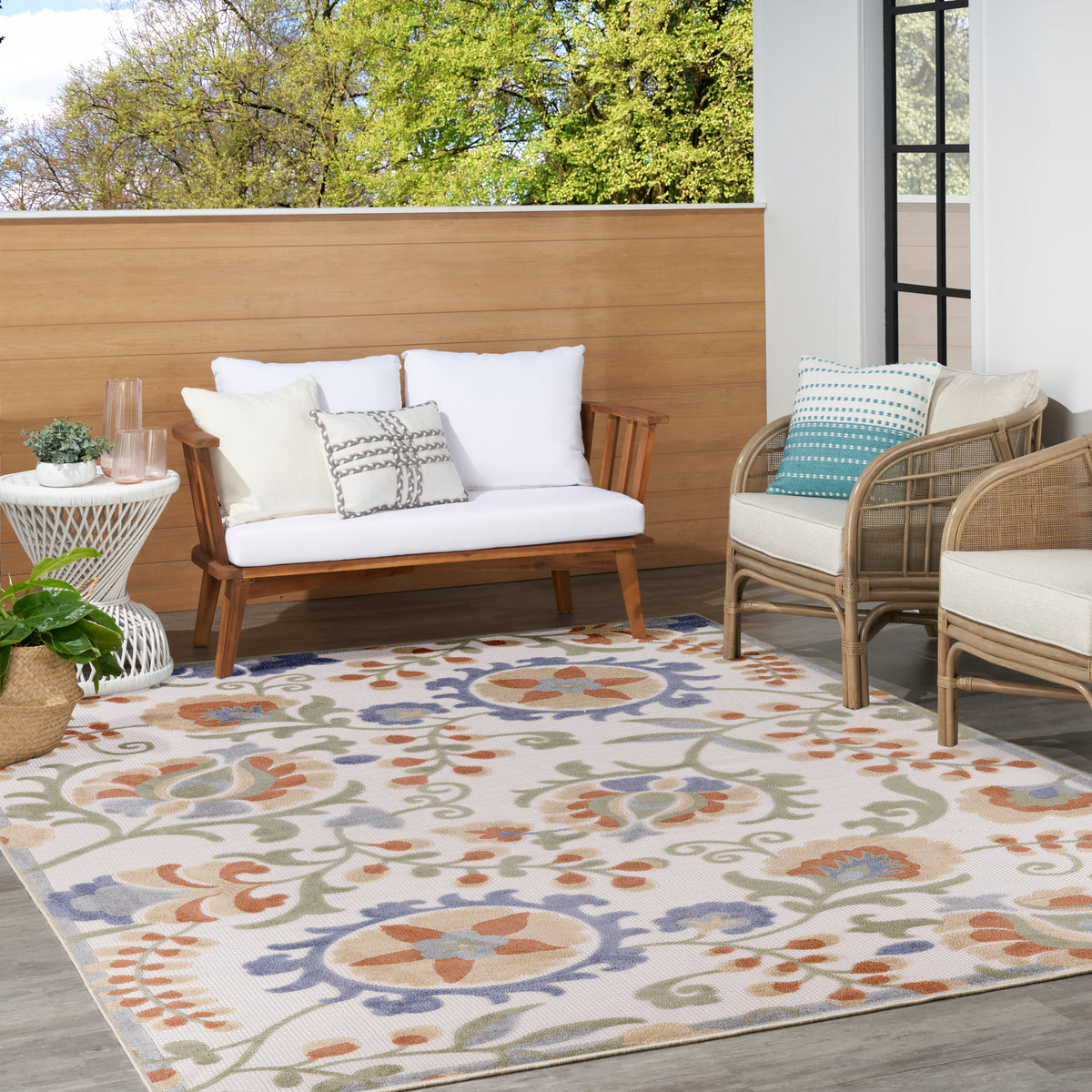 nourison aloha alh17 ivory blue rug