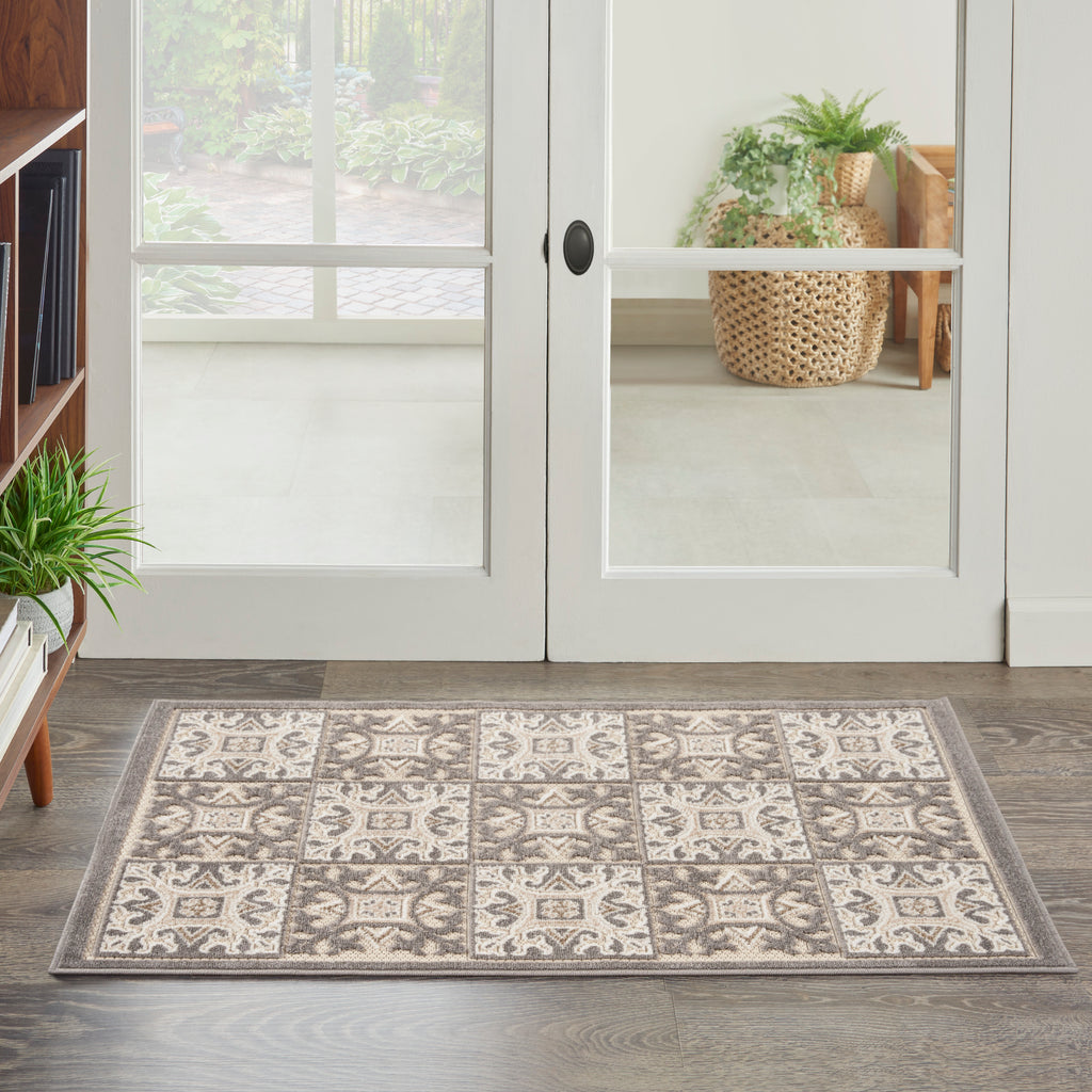 nourison aloha alh34 ivory grey rug