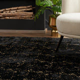 nourison cozy shimmer csh01 black gold rug