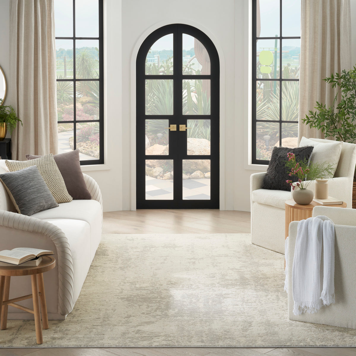 nourison quarry qua01 cream grey rug