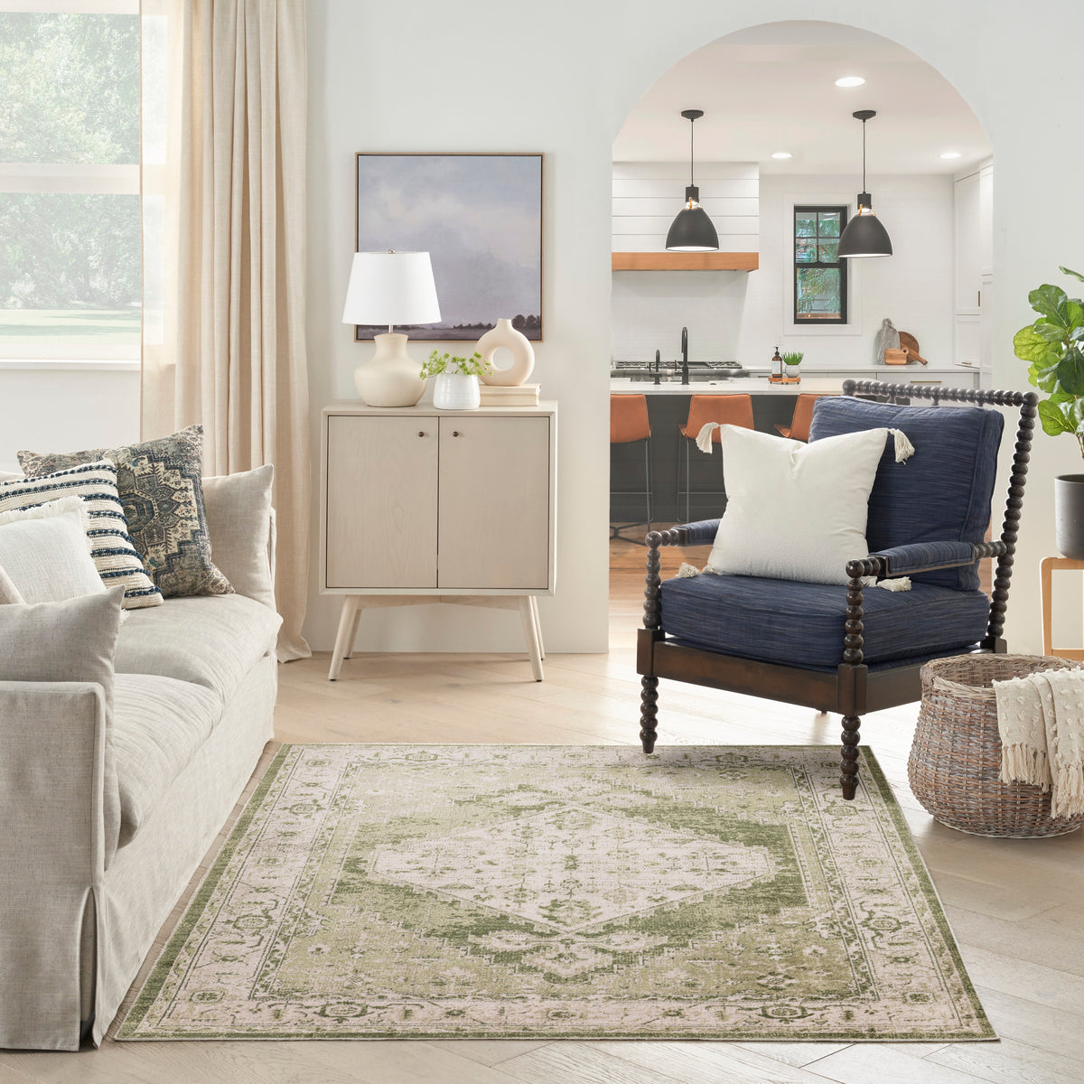 nourison astra machine washable asw11 ivory green rug