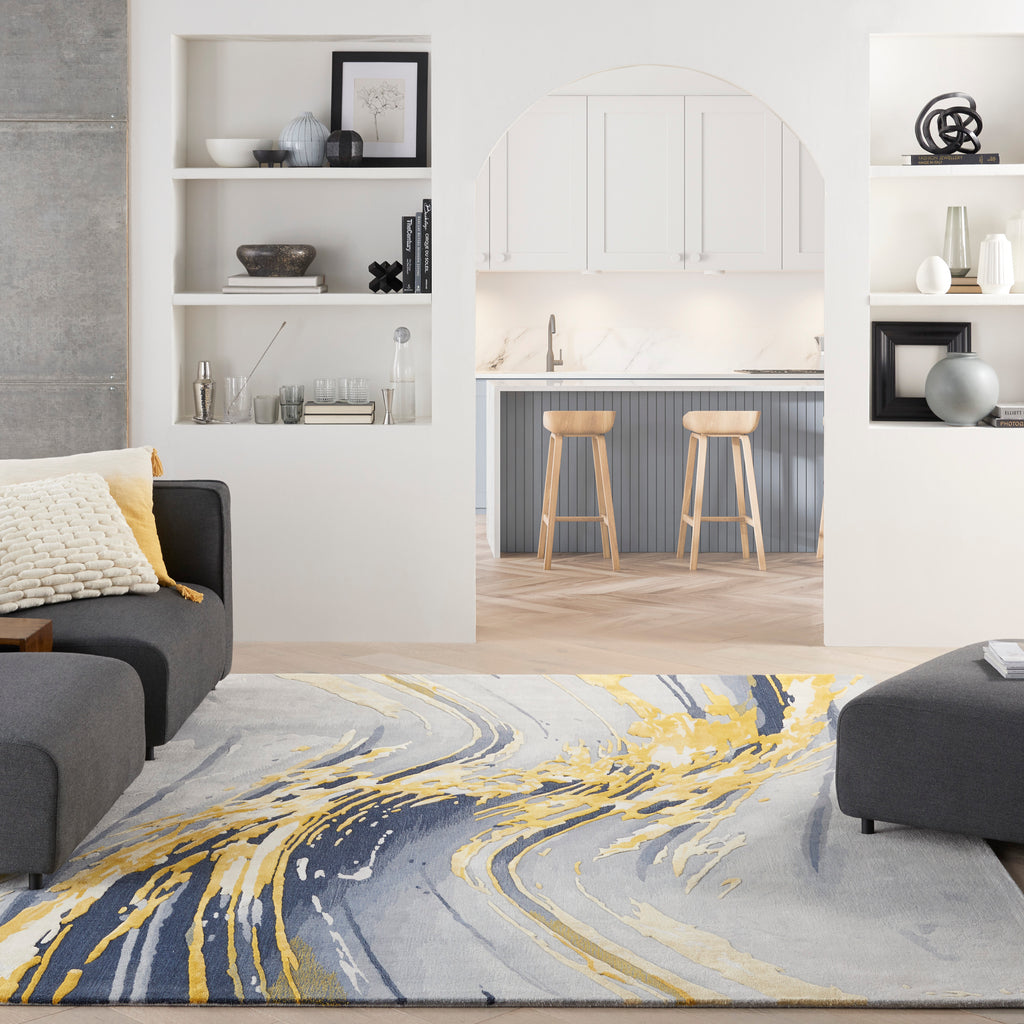 nourison prismatic prs24 grey gold rug
