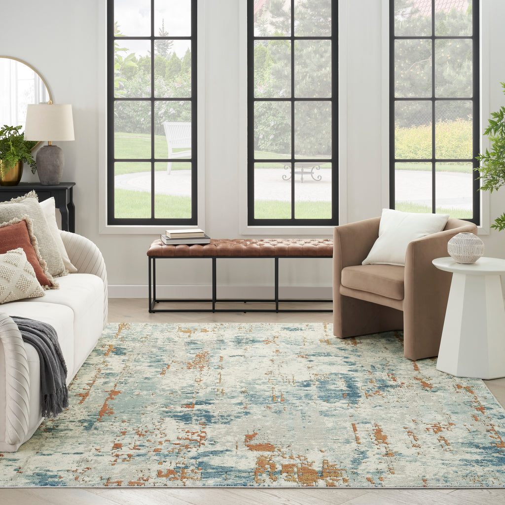 nourison quarry qua01 beige blue rust rug