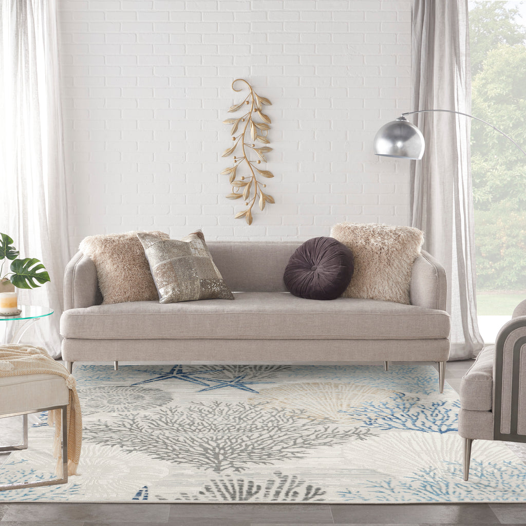 nourison seaside sds04 ivory grey blue rug