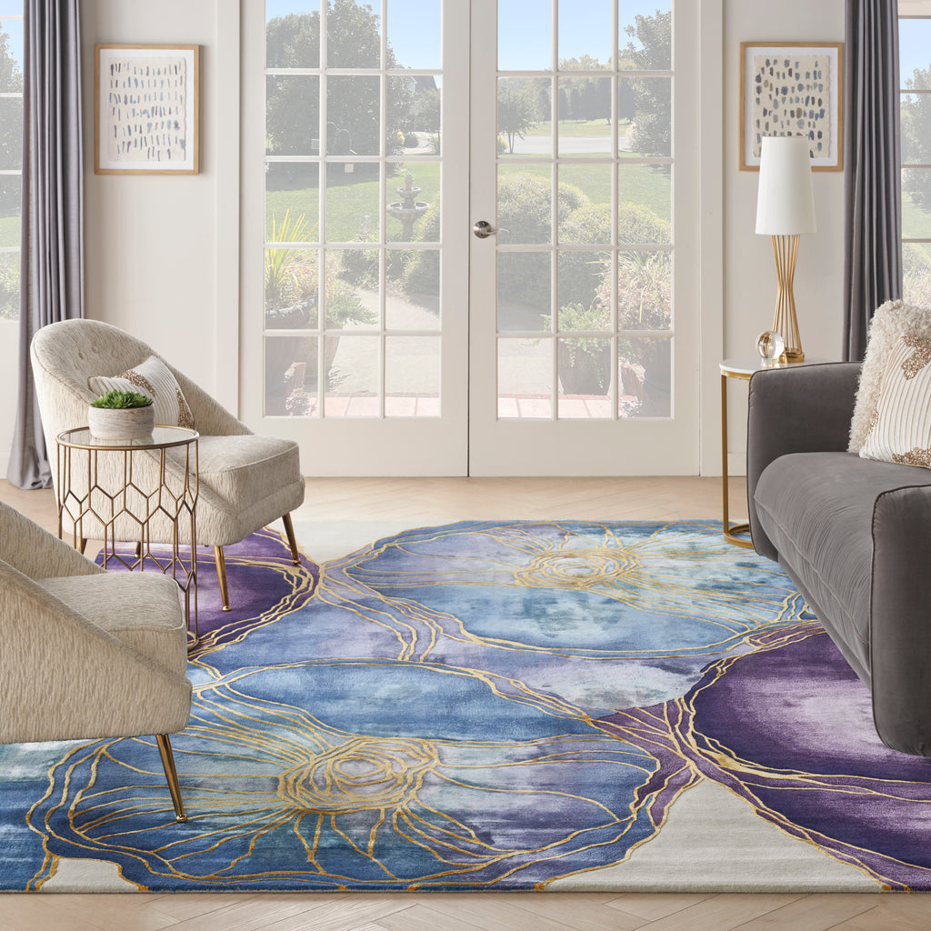 nourison prismatic prs32 blue gold rug