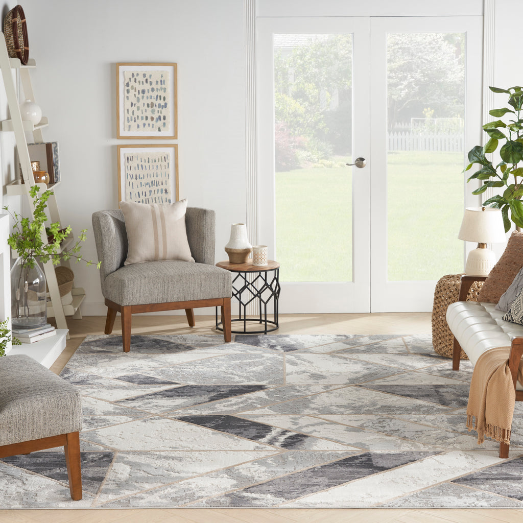 nourison elation etn11 ivory grey rug
