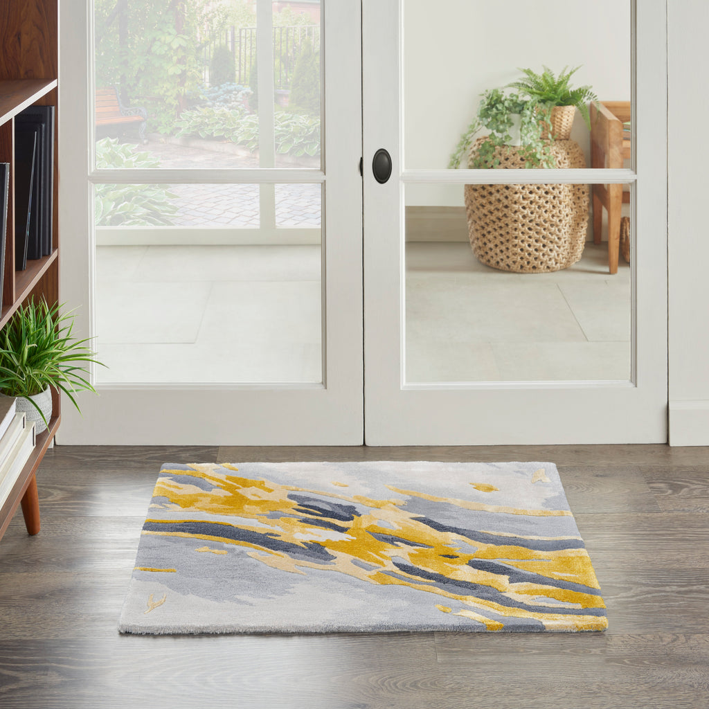 nourison prismatic prs24 grey gold rug