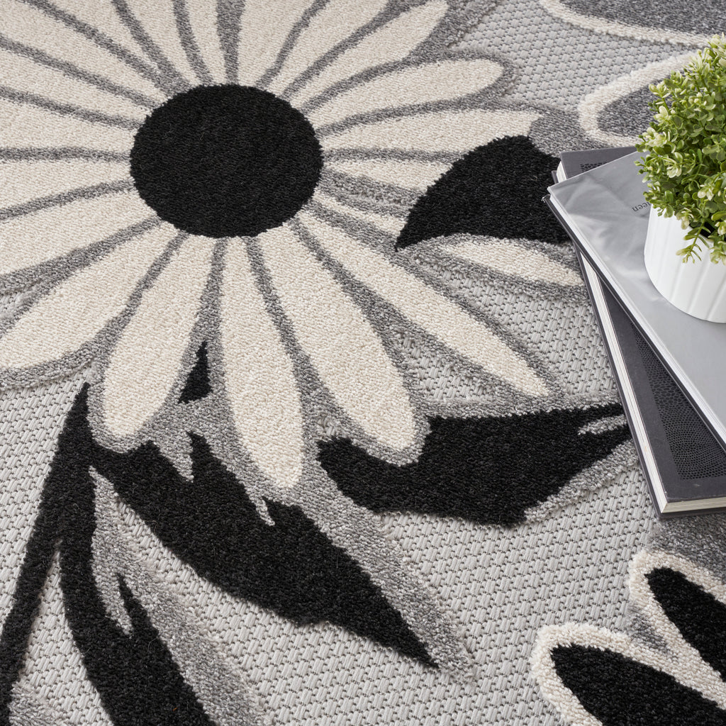 nourison aloha alh33 black white rug