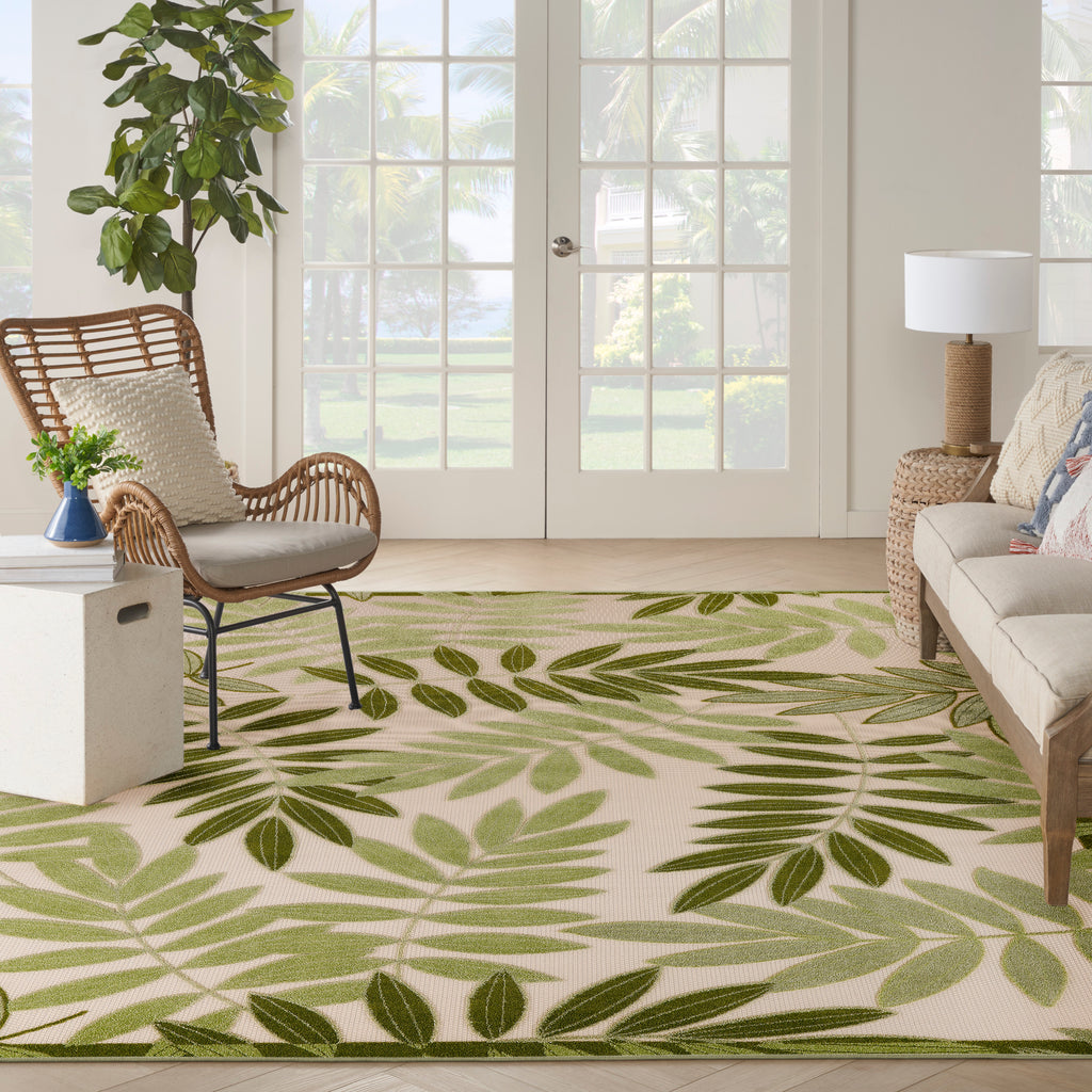 nourison aloha alh18 ivory green rug