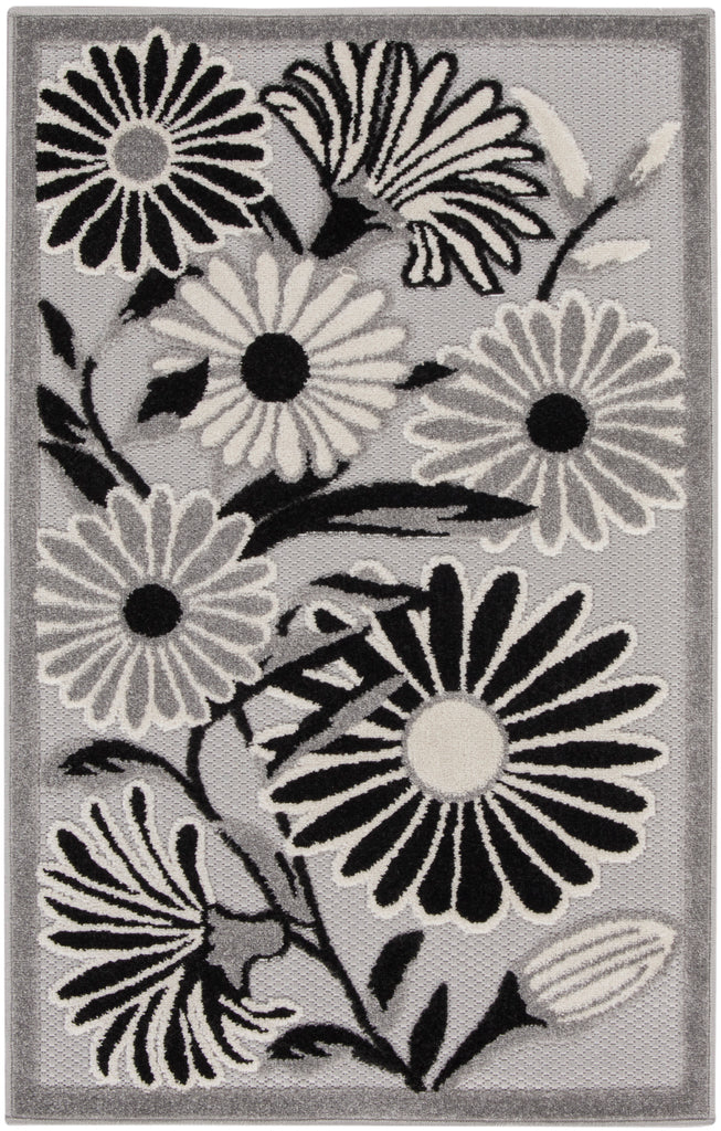 nourison aloha alh33 black white rug