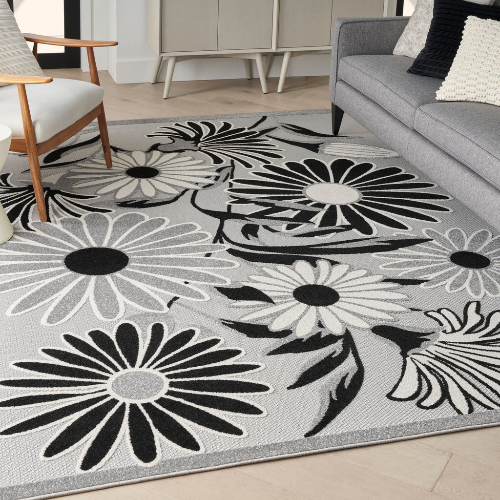 nourison aloha alh33 black white rug