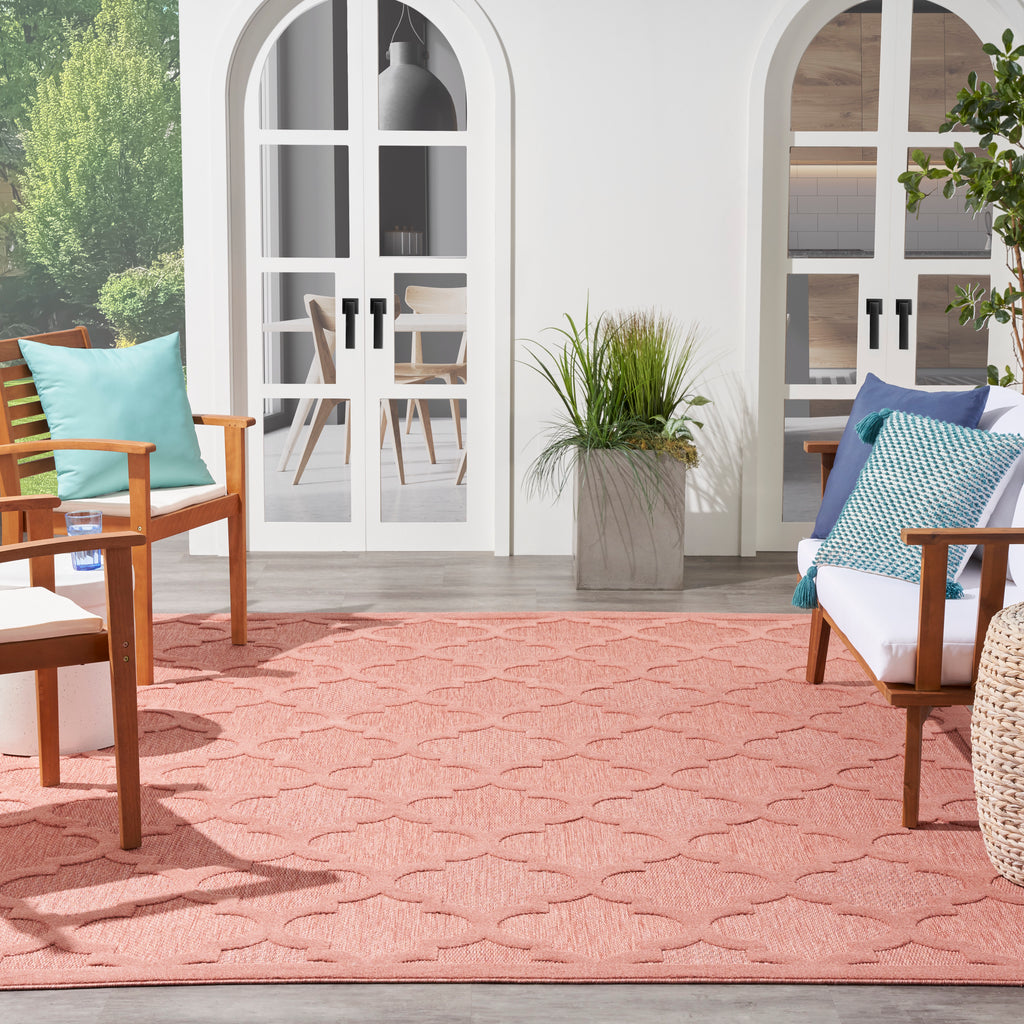 nourison easy care nes01 coral orange rug