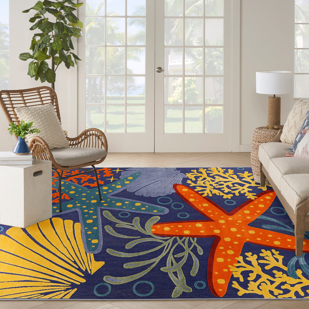 nourison aloha alh24 navy multicolor rug