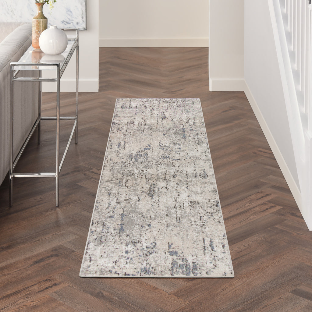 nourison quarry qua01 ivory blue grey rug