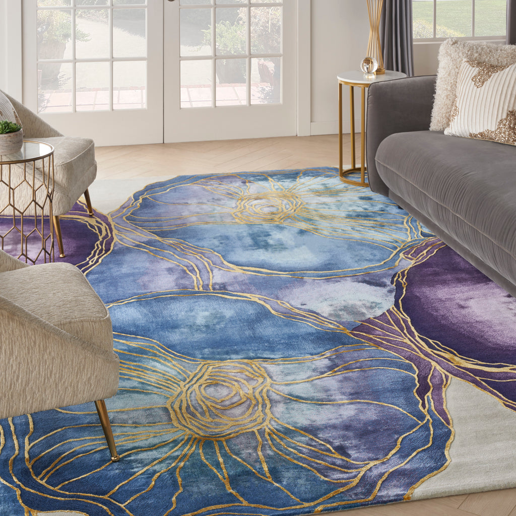 nourison prismatic prs32 blue gold rug