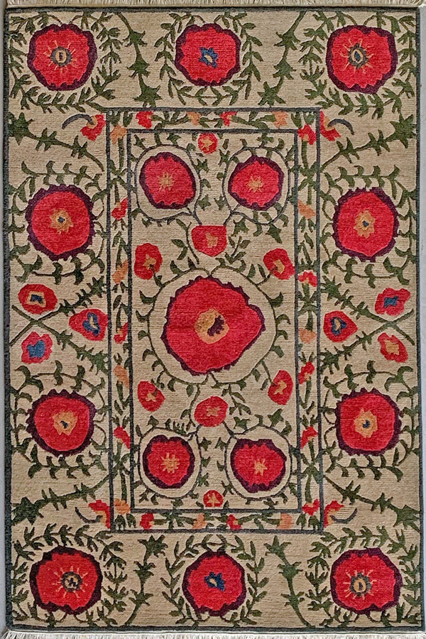 Tibet Rug Company 60 CT POPPIES Beige Rug
