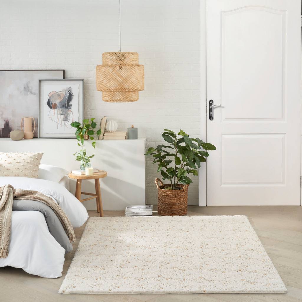 nourison cozy shimmer csh01 ivory gold rug