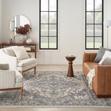 nourison quarry qua05 ivory blue rug