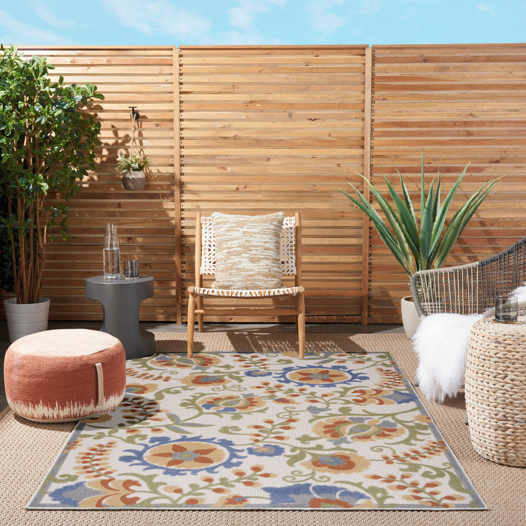 nourison aloha alh17 ivory blue rug
