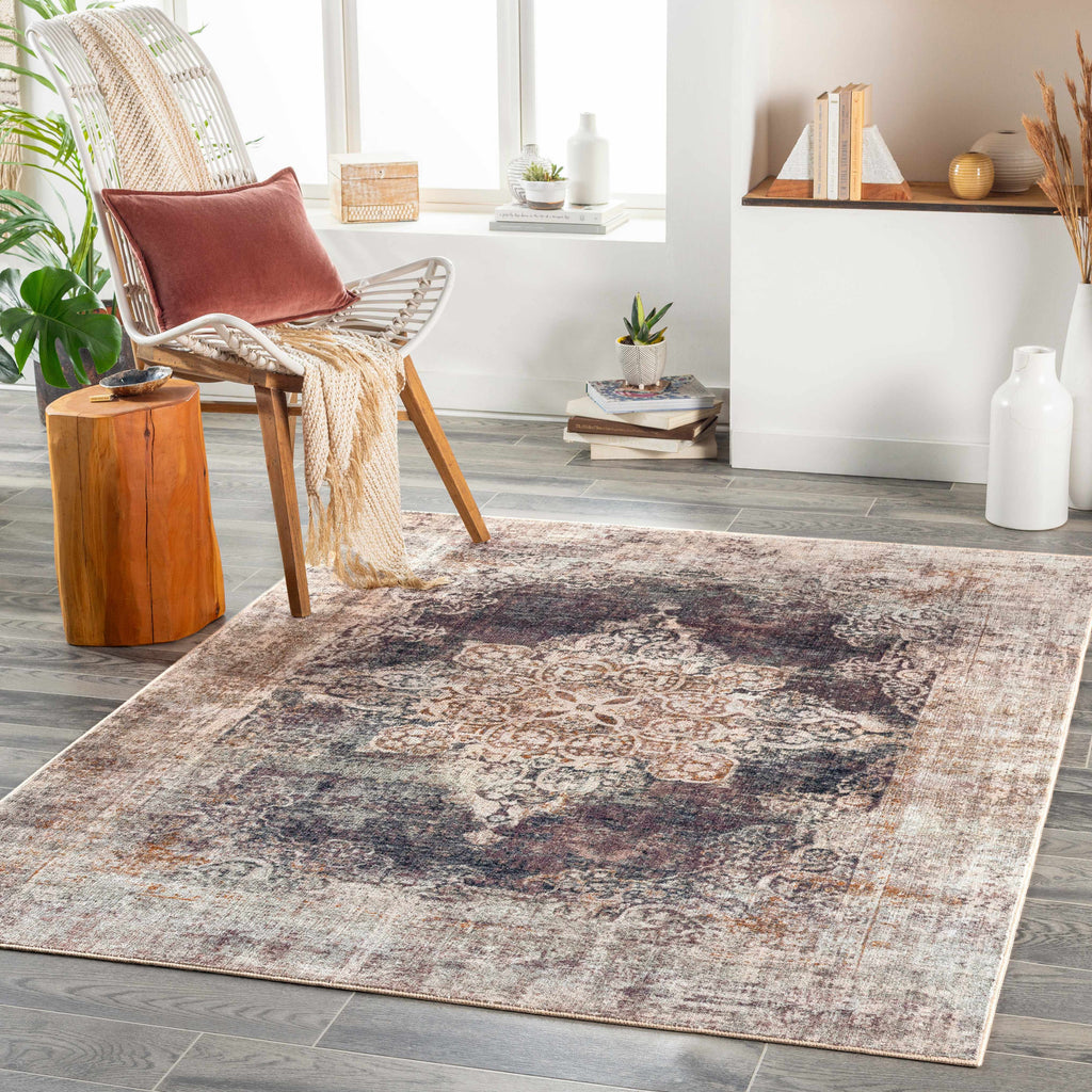 Hauteloom Puloypuloy PULOY Dark Purple Machine Made Polyester Rug