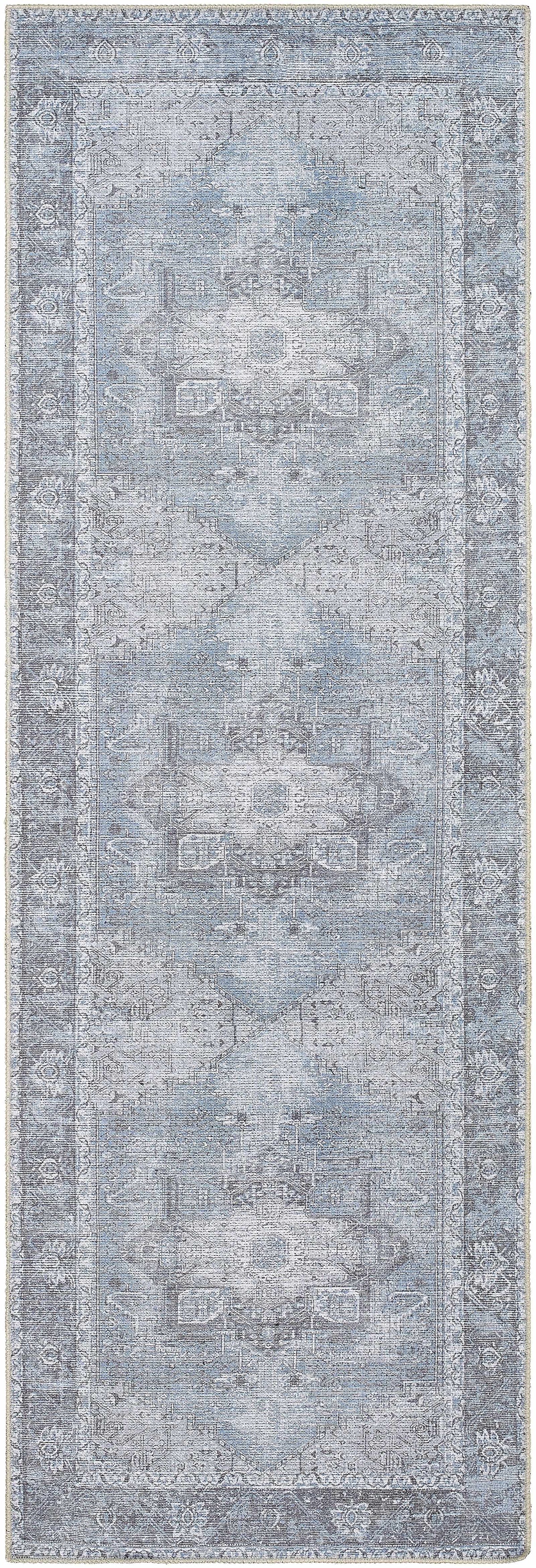 Hauteloom Pays PYS Sky Blue Machine Made Cotton Rug