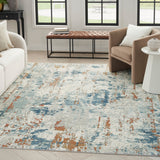 nourison quarry qua01 beige blue rust rug